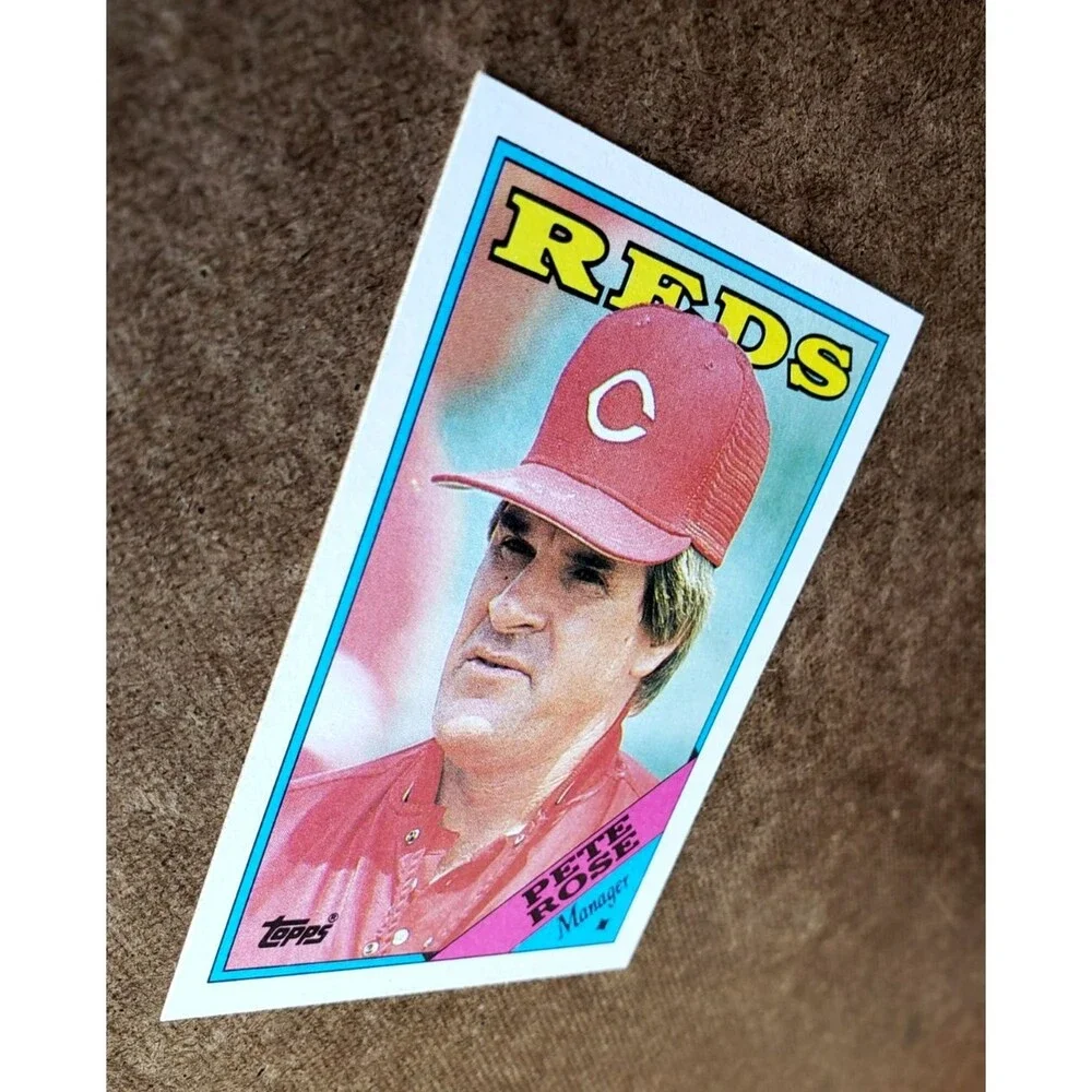 Vintage 1988 Topps PETE ROSE CINCINNATI REDS TEAM CHECKLIST MLB Card 475 CORNERS